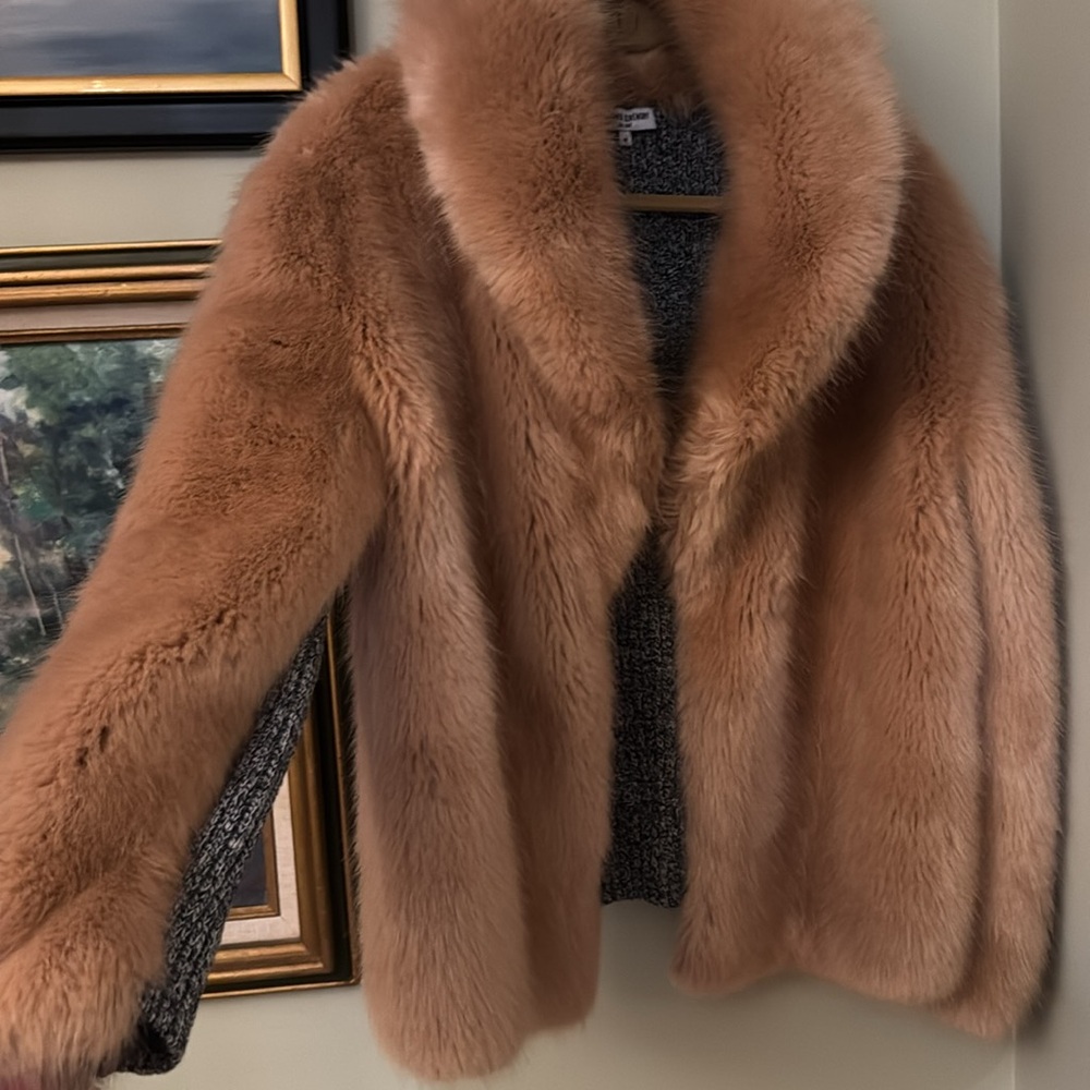 Opening Ceremony Nude Pink Faux Fur Size M Medium Glinda Wicked costume coat - Picture 4 of 7